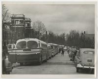 Buses on Campus before Holiday Break, 1949