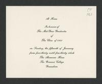 Invitation to Honouring of Mid-Year Graduates, 1961-1-15 [card]