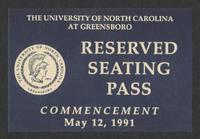 Commencement Seating Pass, 1991  