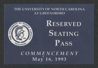 Commencement Seating Pass, 1993  