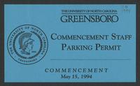 Commencement Staff Parking Permit, 1994  