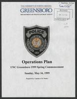 Operations Plan For UNCG Greensboro Spring Commencement, 1999-05-16  