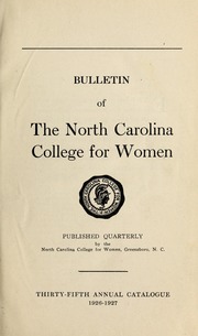 Bulletin of the North Carolina College for Women. [Thirty-fifth annual catalogue 1926-1927]