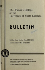 The Woman's College of the University of North Carolina bulletin [Catalogue issue for the year 1940-1941]