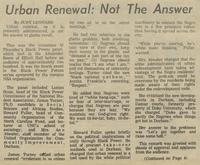 Urban Renewal: Not The Answer