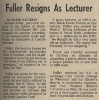 Fuller Resigns as Lecturer
