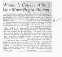 Woman`s College admits another Negro student