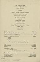 Mary Jane Lucas, soprano, candidate for Bachelor of Arts degree in graduating recital