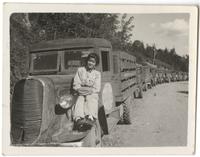 Elsie Seetoo posing on charcoal truck