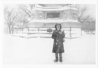 Bonnie James Baxter in snow at Boston Common