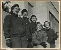 Marian "Mac" McBurney Kilgore and four friends wearing cold weather gear