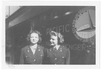 Doris Wilson and Marjorie Perry in front of ATC office