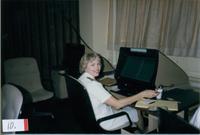 Gayle Lewis works with computer