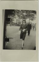 Helene Lawrence walking on sidewalk