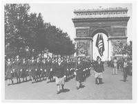 WACs march beneath Arc de Triomphe, Paris