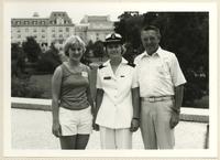 Barbara A. Wujciak in service dress whites with Donald and Christine Wujciak, August 1980