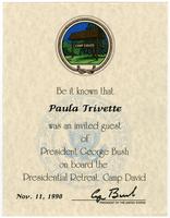 Invitation to Camp David for Paula Trivette
