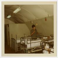 Diane Kay Corcoran with patient, 24th Evacuation Hospital in Long Binh, Vietnam