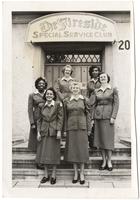 Army Special Services staff in front of Special Service Club, undated