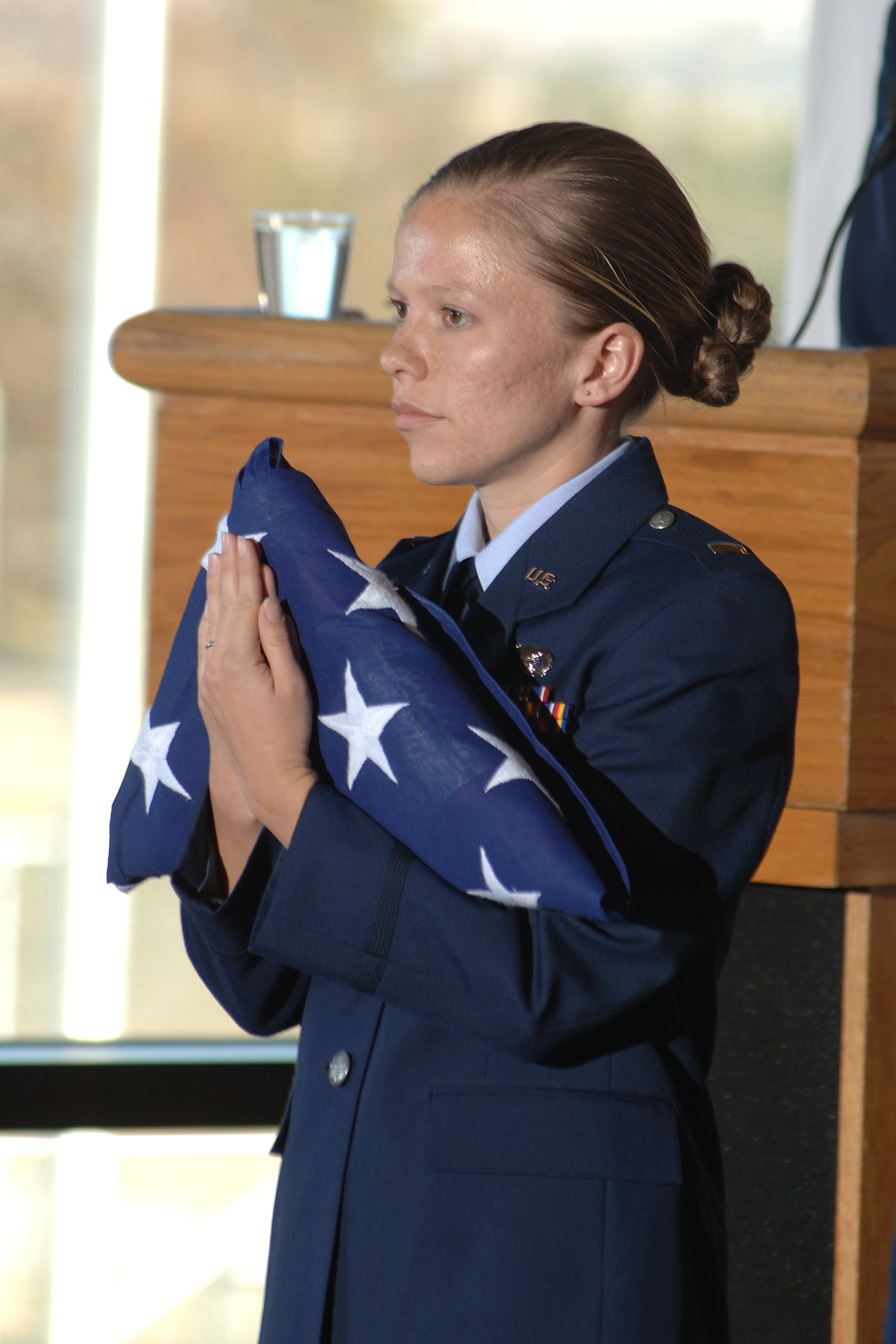 2nd lieutenant representative in the flag folding ceremony, circa 2005
