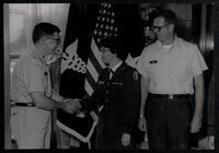 Photograph of Nancy Ashley Myers during promotion to Lieutenant Colonel 