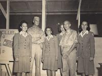 Red Cross workers and Admiral Chester Nimitz