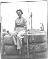 Ethel Palma seated on USS Evangeline