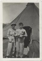 Army nurses outside tent in New Guinea